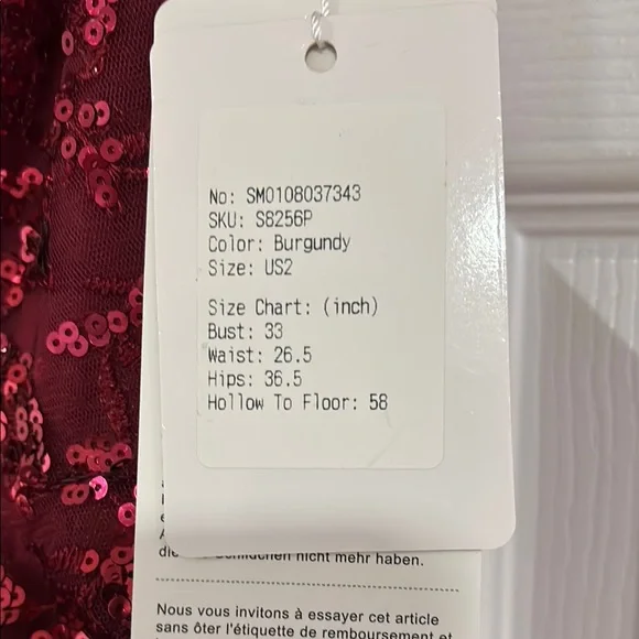 Stacees Red burgundy A-line Corset Tiered Ruffle Slit Prom Dress with Sequins - Picture 5 of 10